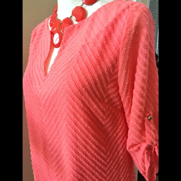 Women’s coral color Dress, Coverup Or Tunic Top! So Versatile! Vacay! - Picture 3 of 7